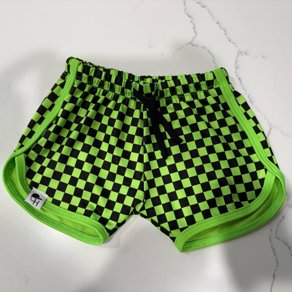 George hats Checkerboard Neon Green & Black
